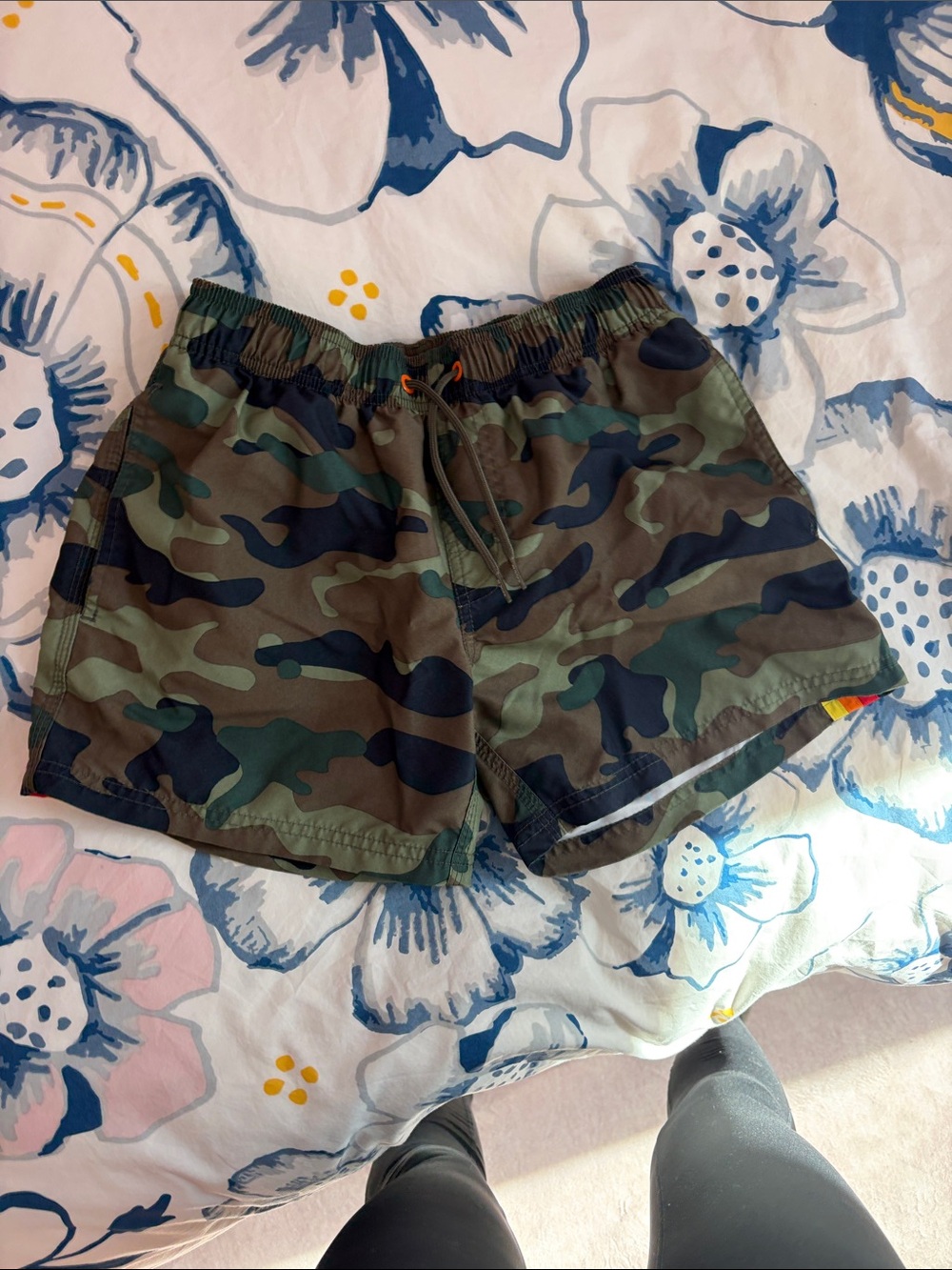 Sundek Boys' Camo Swim Trunks in Green and Black